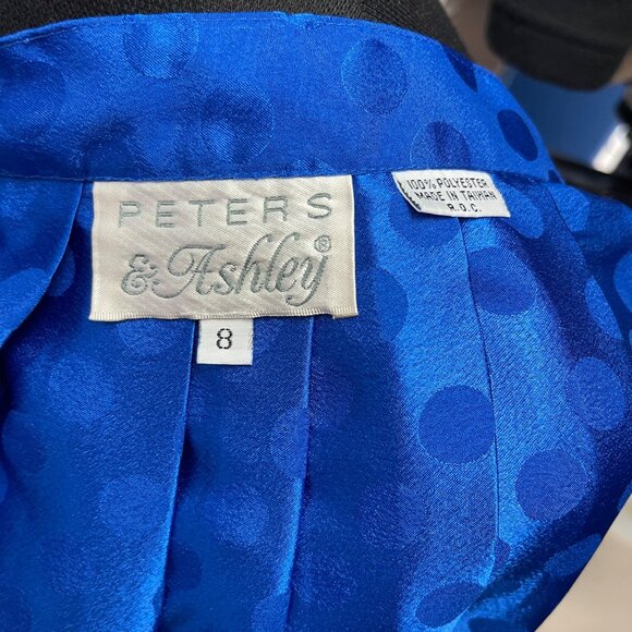 Vintage 80's Peters & Ashley Womens Size 8 Royal Blue Polyester Dot Print Skirt - Picture 5 of 6